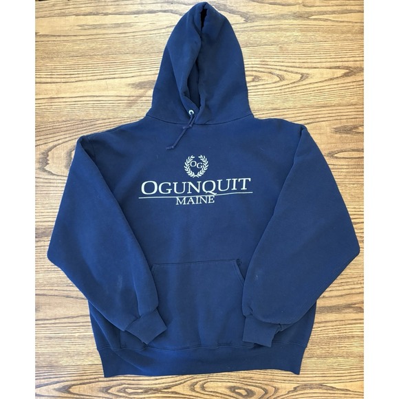 Vintage 90s Ogunquit Maine Jerzees Super Sweats Hoodie Sweatshirt Size Large - Picture 1 of 7